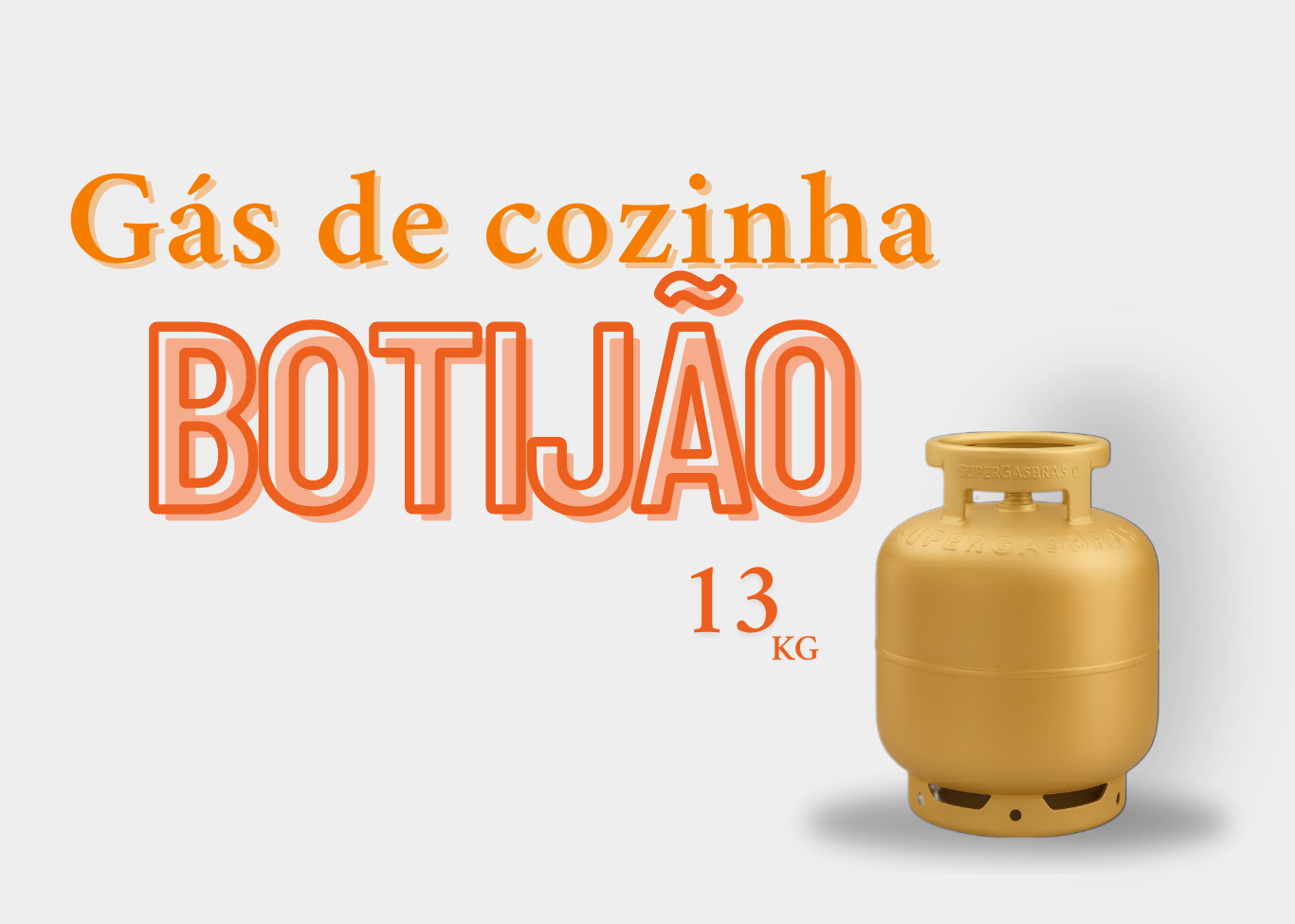 Mostrando um texto falando botijão de gas de cozinha e com a foto do botijão dourado