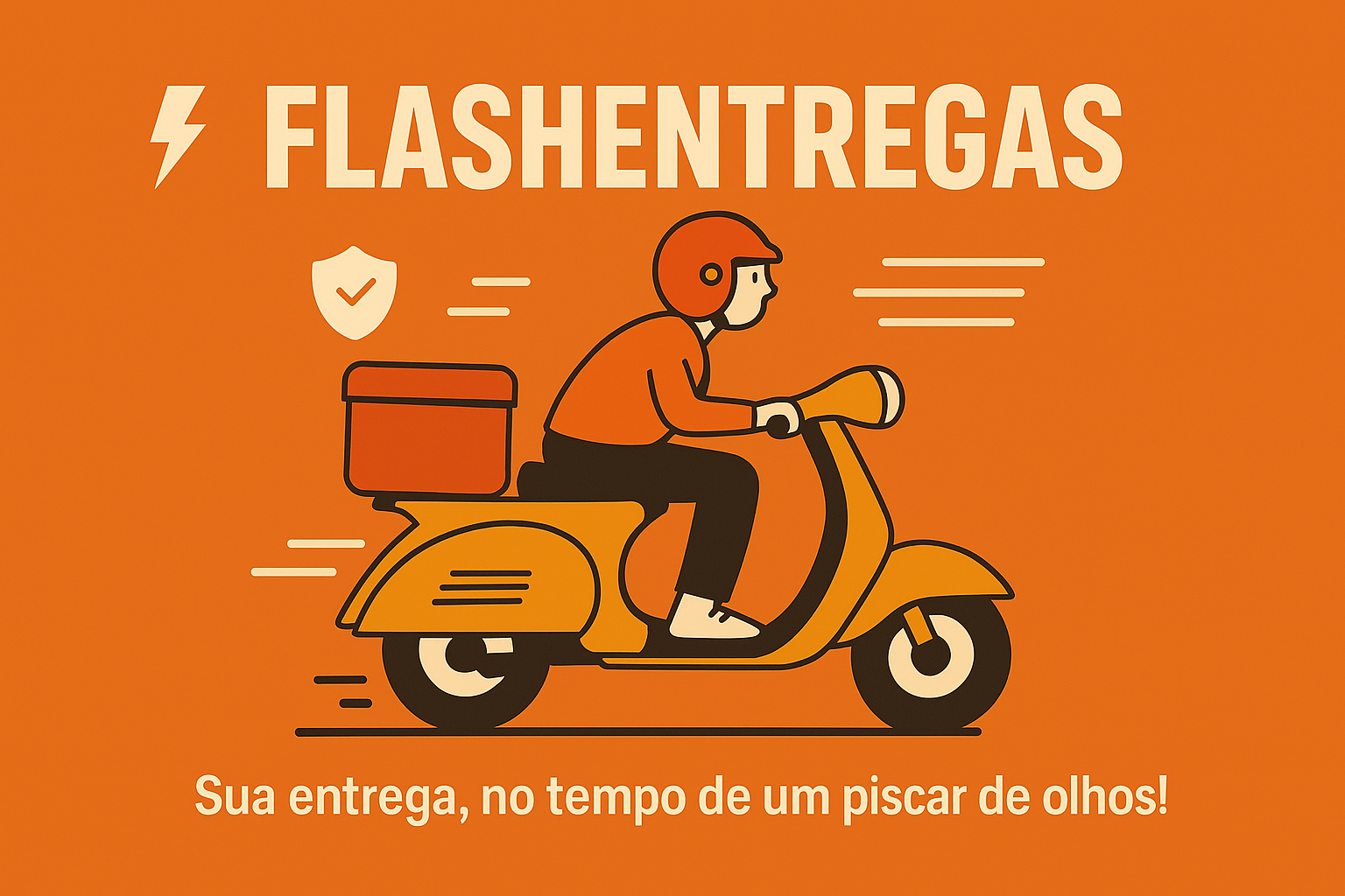 design de um entregador na forma de desenhos realçando a entrega rápida